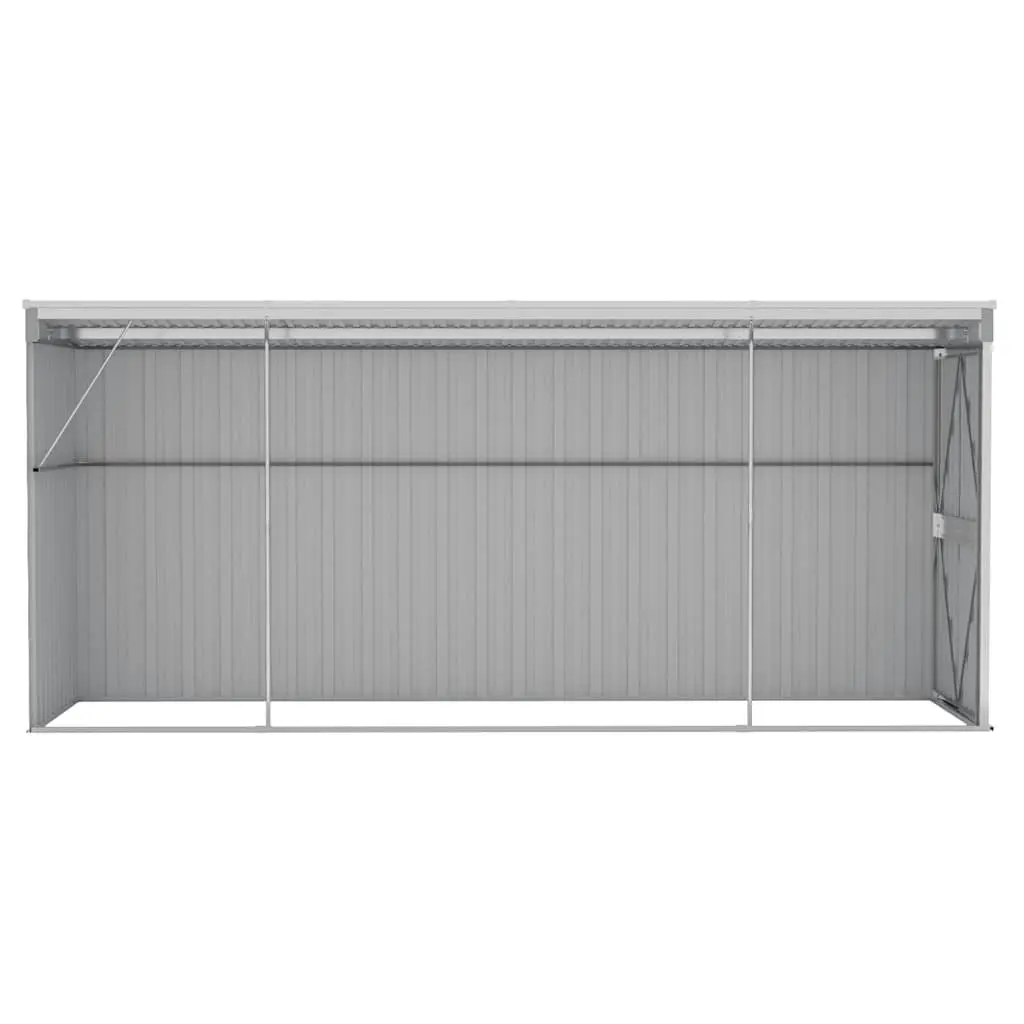 Wall-mounted Garden Shed Storage Grey Galvanised Steel Outdoor 118x382x178 cm
