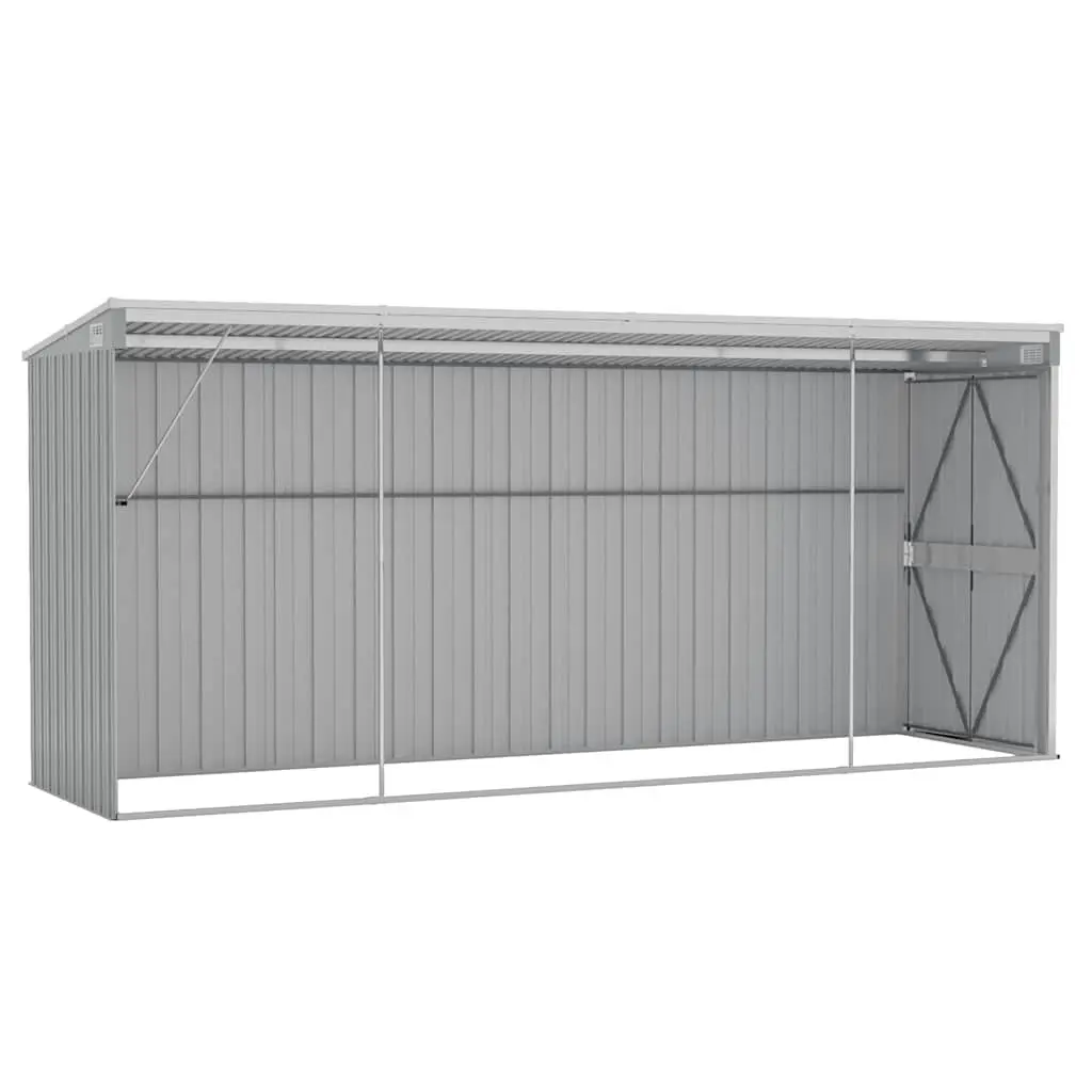 Wall-mounted Garden Shed Storage Grey Galvanised Steel Outdoor 118x382x178 cm