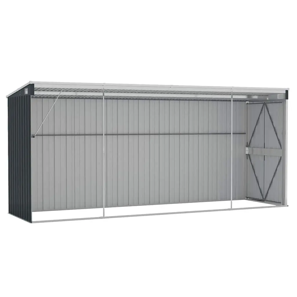 Wall-mounted Garden Shed Outdoor Storage 118 x 382 x 178 cm Anthracite Steel Durable Double Doors