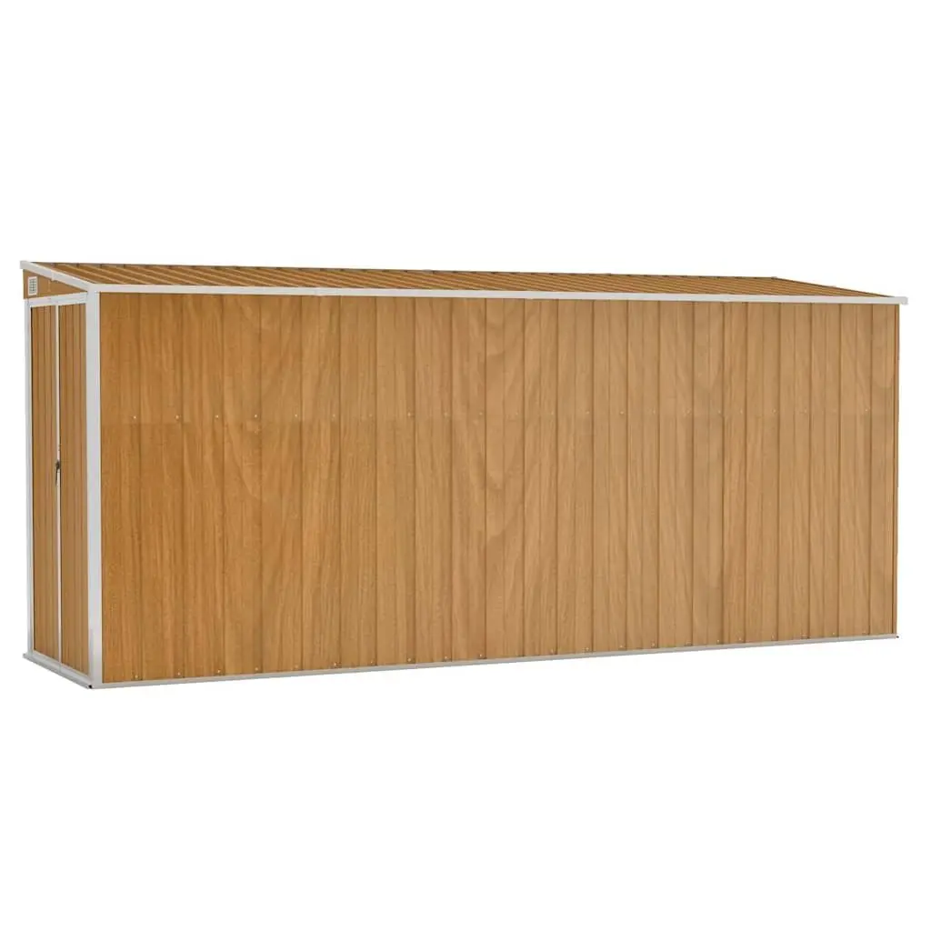 Wall-mounted Garden Shed Outdoor Storage 118 x 382 x 178 cm Brown Galvanised Steel Double Door