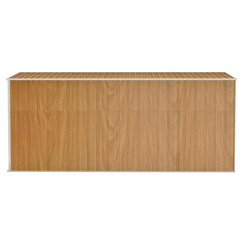 Wall-mounted Garden Shed Outdoor Storage 118 x 382 x 178 cm Brown Galvanised Steel Double Door