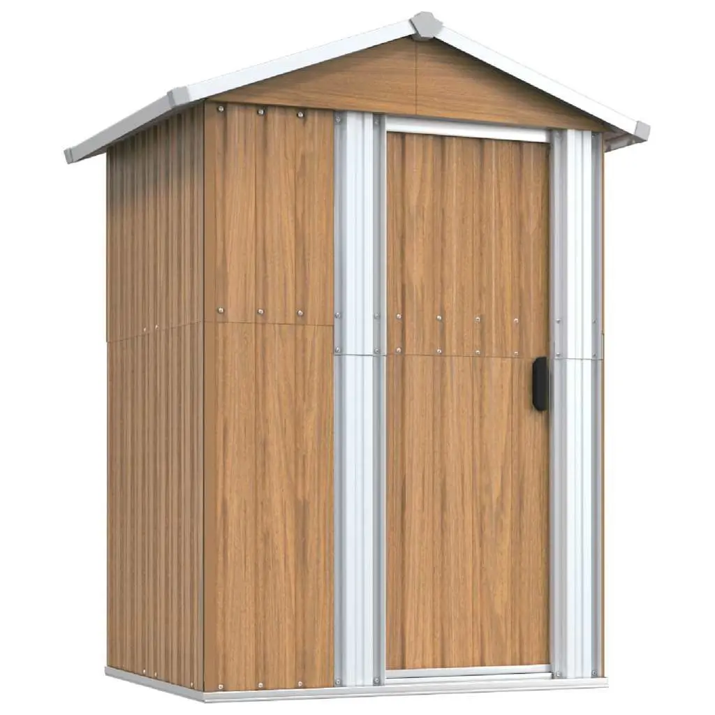 Garden Shed Outdoor Storage Tool House Brown Galvanised Steel 126x97.5x177 cm