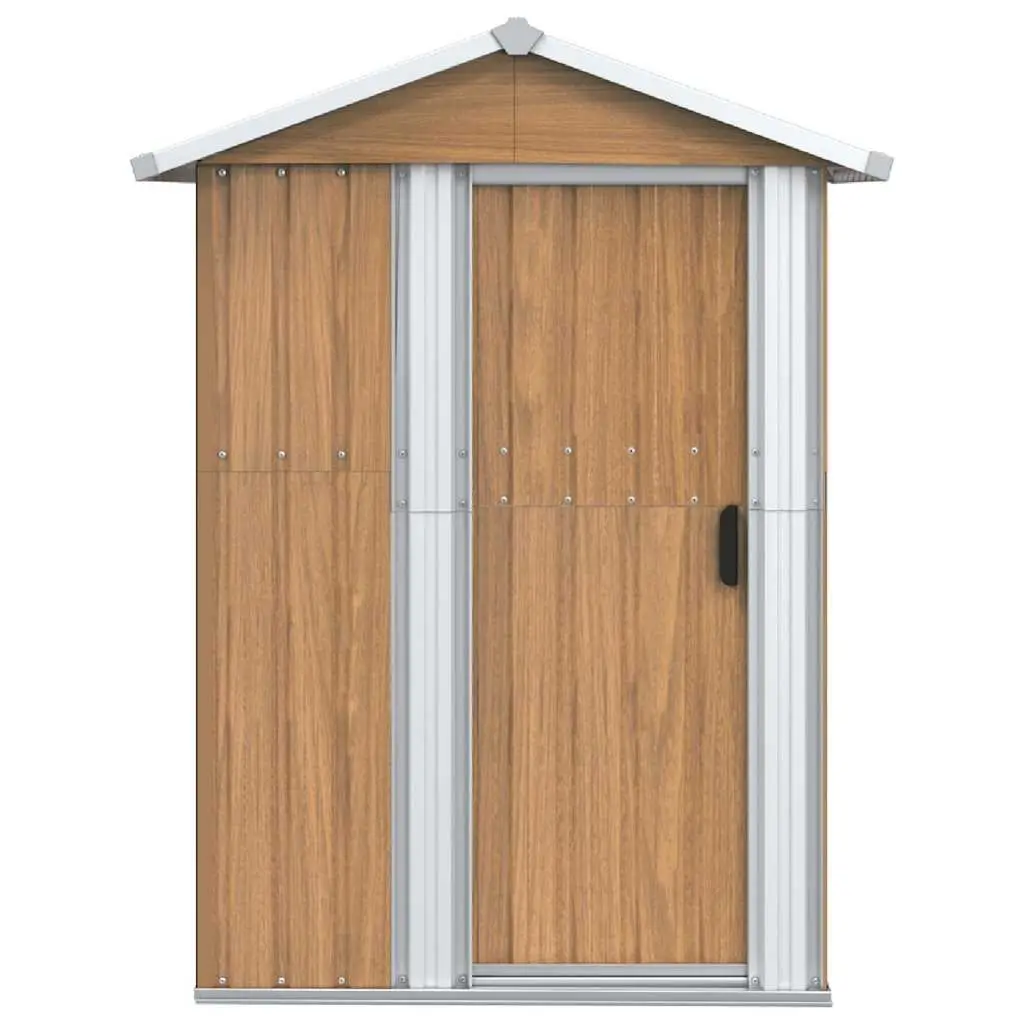 Garden Shed Outdoor Storage Tool House Brown Galvanised Steel 126x97.5x177 cm