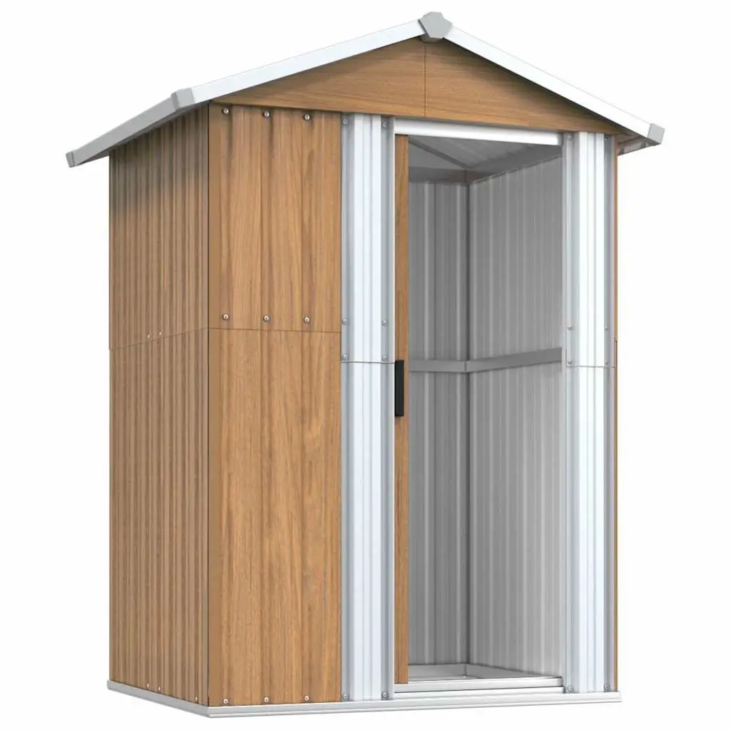 Garden Shed Outdoor Storage Tool House Brown Galvanised Steel 126x97.5x177 cm