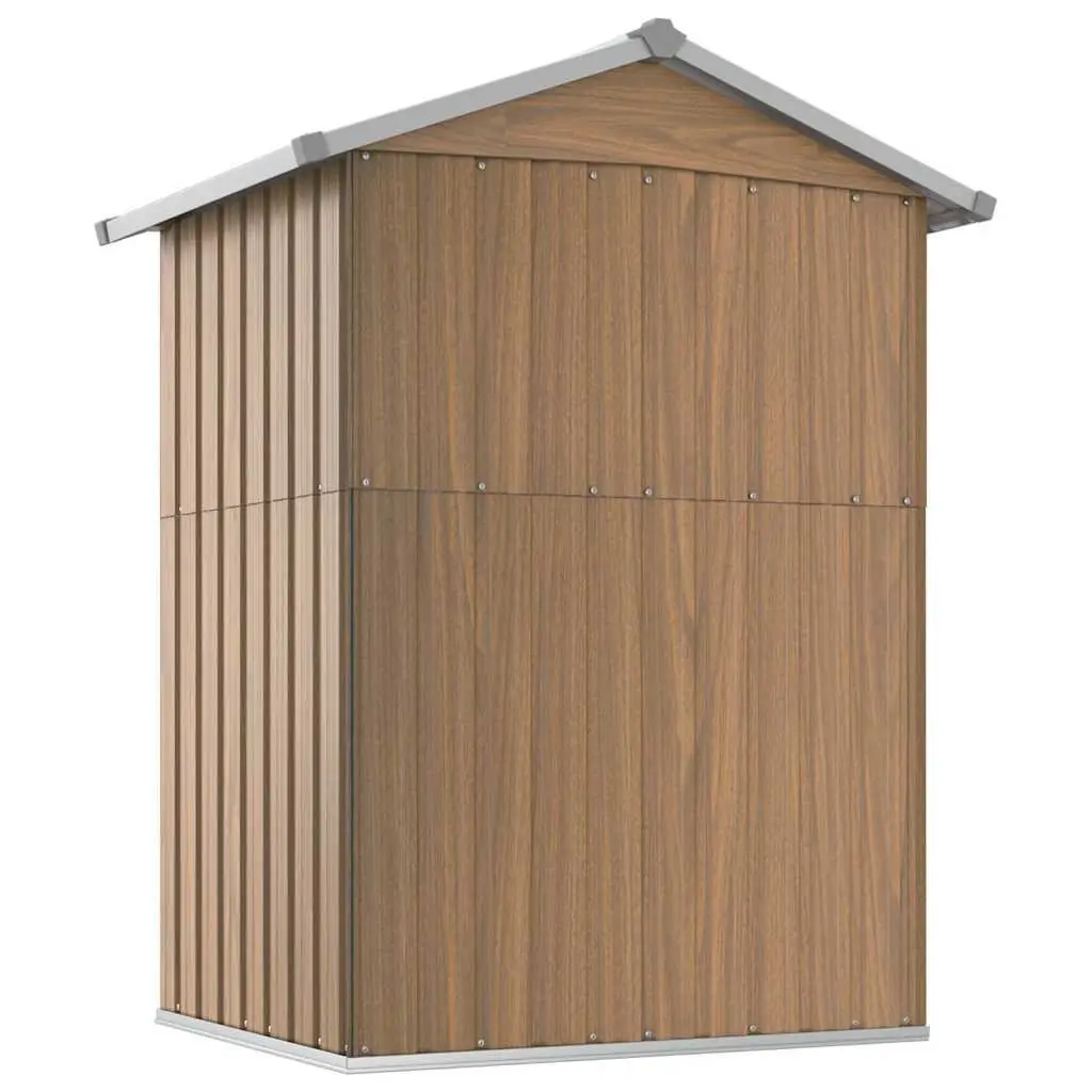 Garden Shed Outdoor Storage Tool House Brown Galvanised Steel 126x97.5x177 cm
