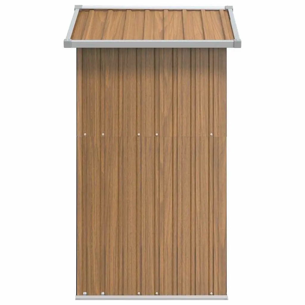 Garden Shed Outdoor Storage Tool House Brown Galvanised Steel 126x97.5x177 cm