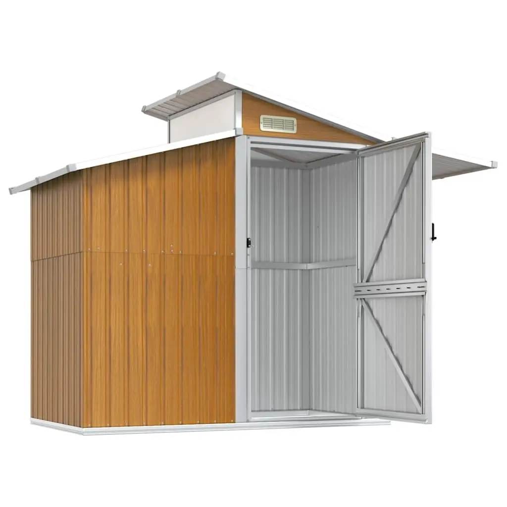 Garden Shed Outdoor Storage Tool House Galvanised Steel 270x130x208.5cm Brown