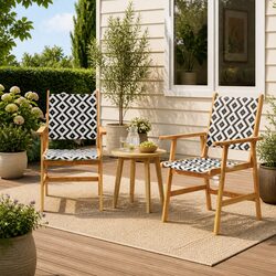 Two Acacia Wood Garden Chairs for Outdoor Comfort