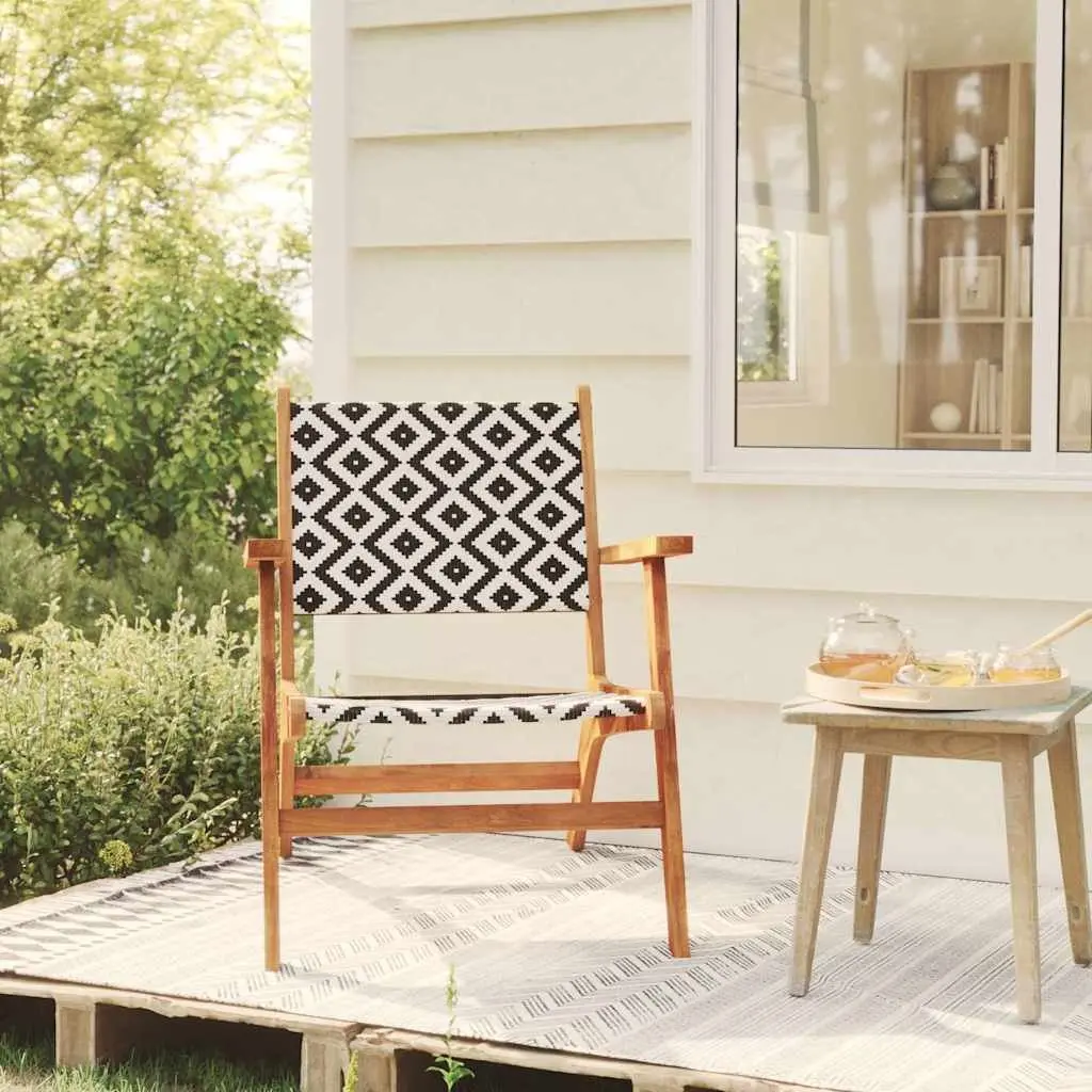 Garden Chairs Outdoor Patio Set 2 Pieces Acacia Wood Rattan Backrest Brown