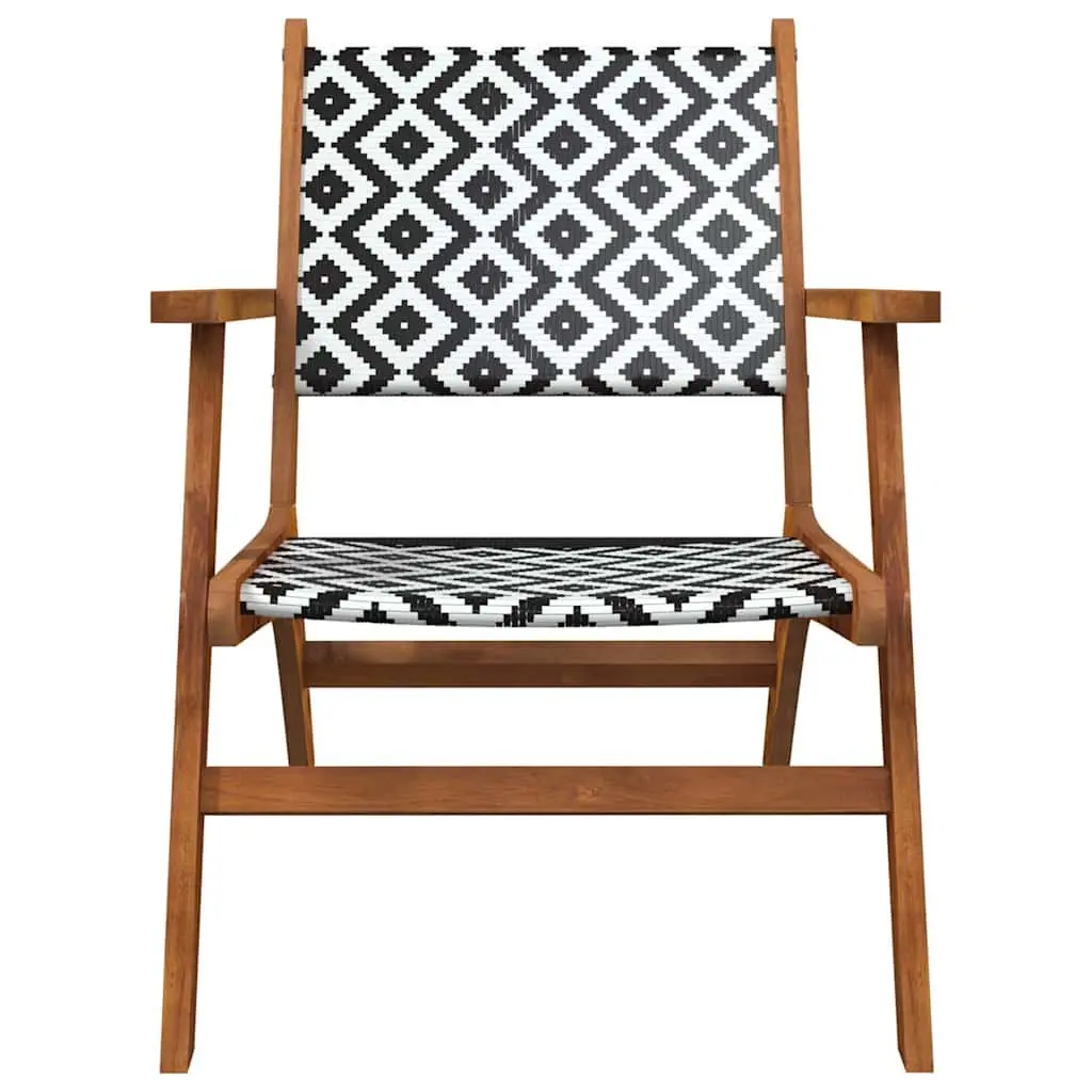 Garden Chairs Outdoor Patio Set 2 Pieces Acacia Wood Rattan Backrest Brown