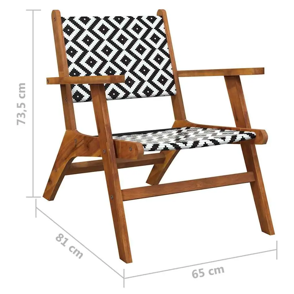 Garden Chairs Outdoor Patio Set 2 Pieces Acacia Wood Rattan Backrest Brown