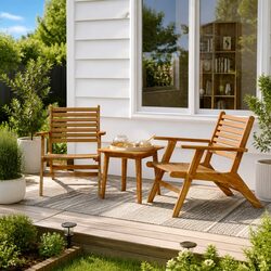 Reliable Outdoor Bistro Set of Solid Acacia Wood