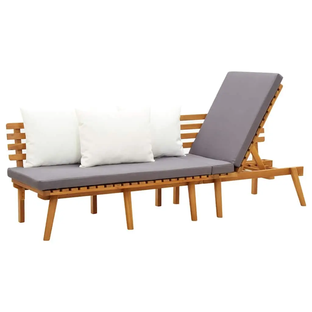 Garden Day Bed Outdoor Lounger 200x65cm Solid Wood Grey