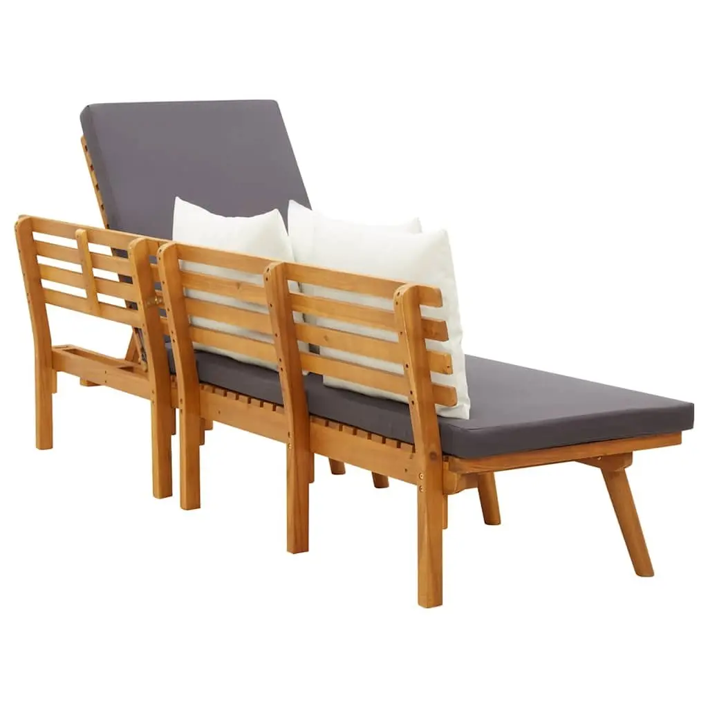 Garden Day Bed Outdoor Lounger 200x65cm Solid Wood Grey