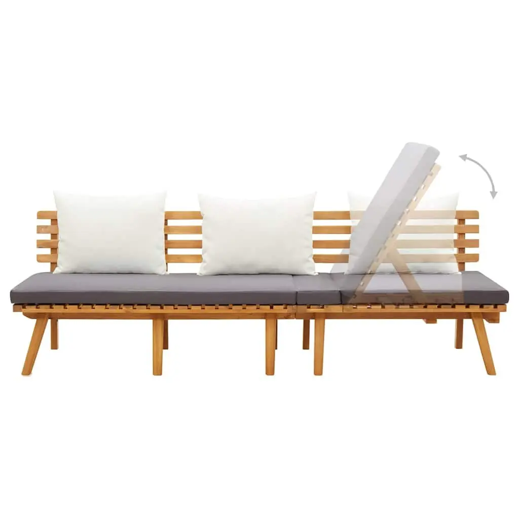 Garden Day Bed Outdoor Lounger 200x65cm Solid Wood Grey