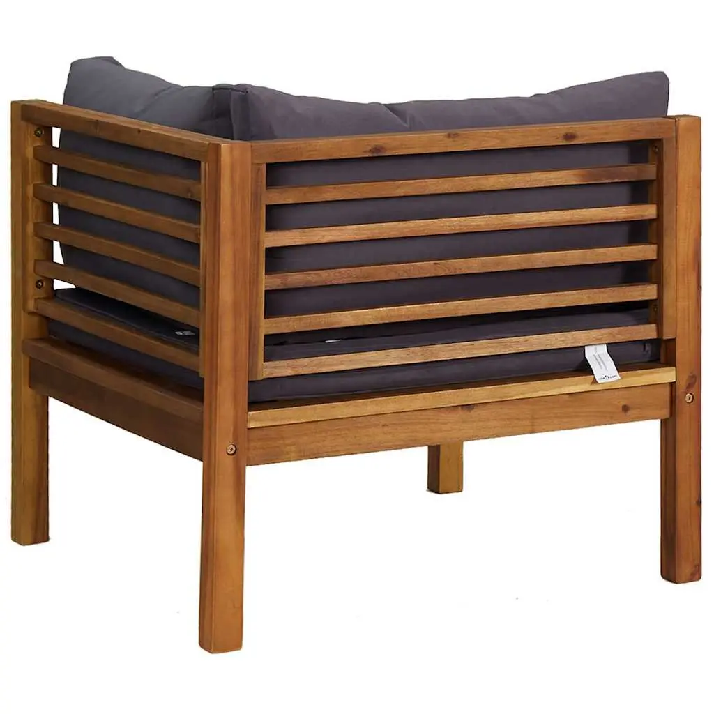 Outdoor Corner Sectional Sofa Set 2 pcs Grey Cushions Acacia Wood