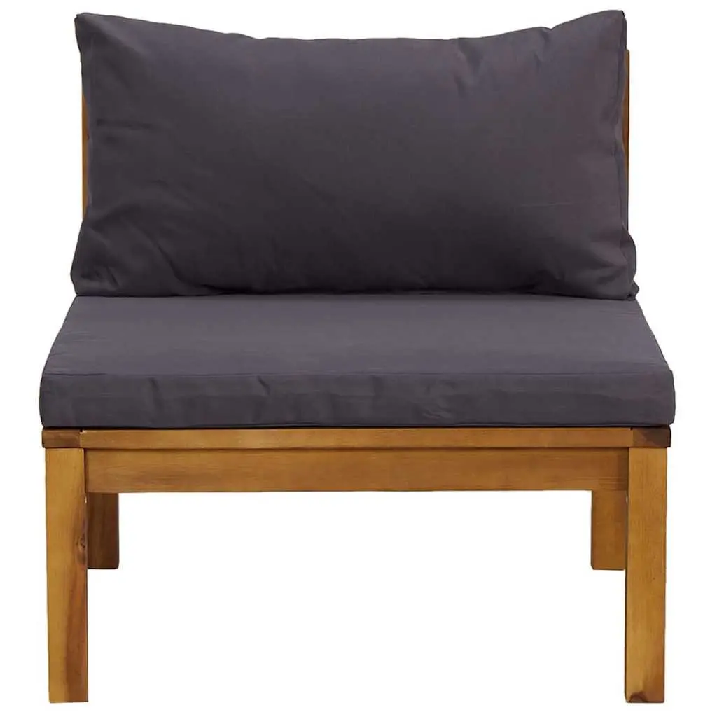 Acacia Wood 3 Piece Lounge Set for Outdoor Relaxation with Dark Grey Cushions and Coffee Table
