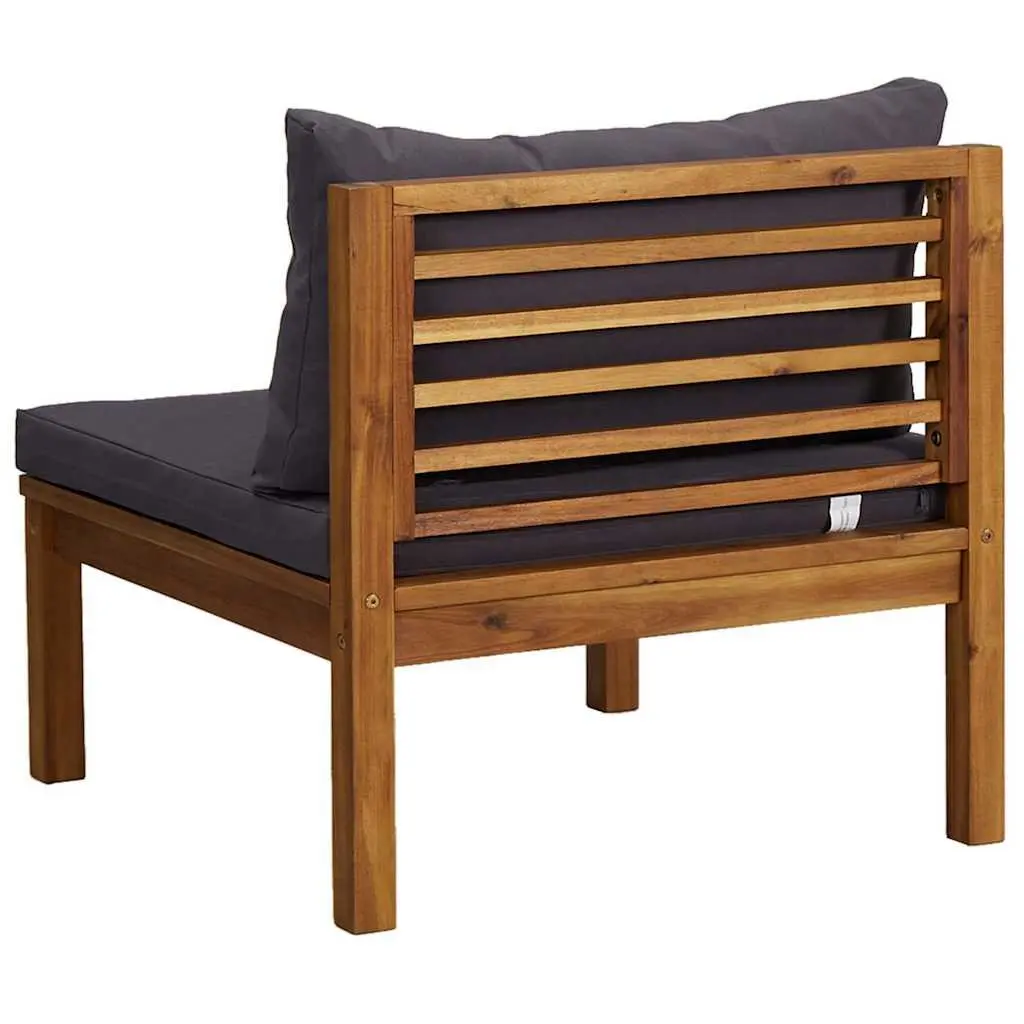 Acacia Wood 3 Piece Lounge Set for Outdoor Relaxation with Dark Grey Cushions and Coffee Table