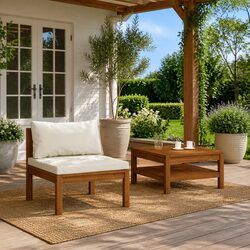 Affordable 2-Piece Acacia Wood Outdoor Sofa Set
