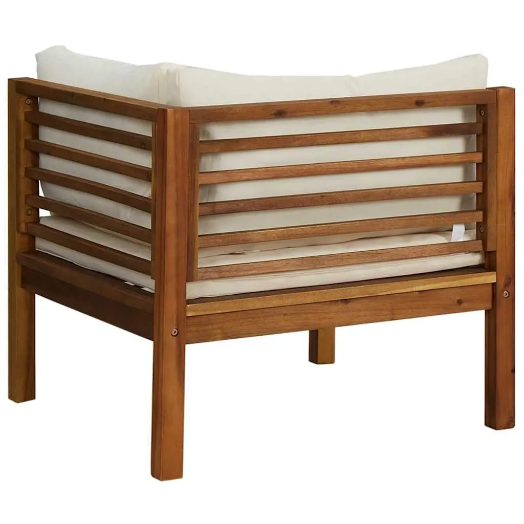 Outdoor Corner Sectional Sofa Garden Lounge Seating Solid Acacia Wood White