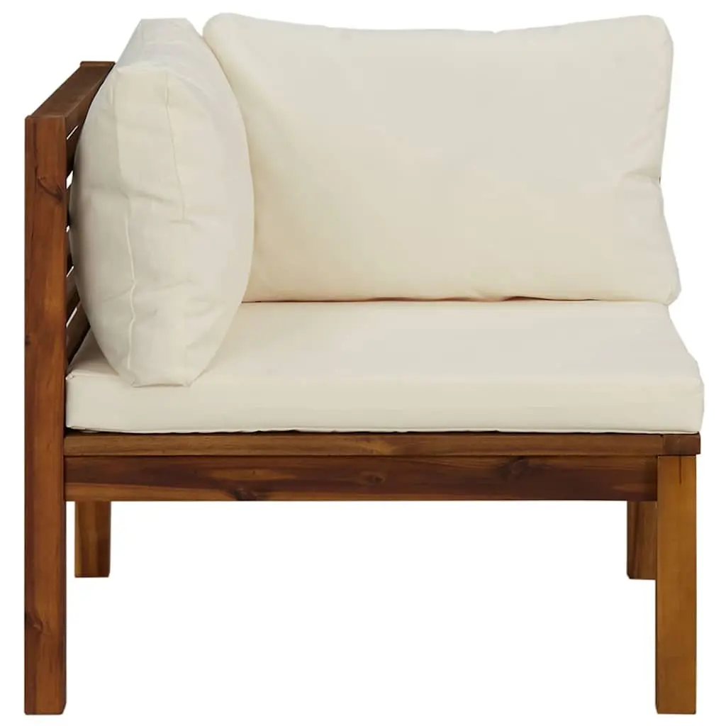 Outdoor Corner Sectional Sofa Garden Lounge Seating Solid Acacia Wood White