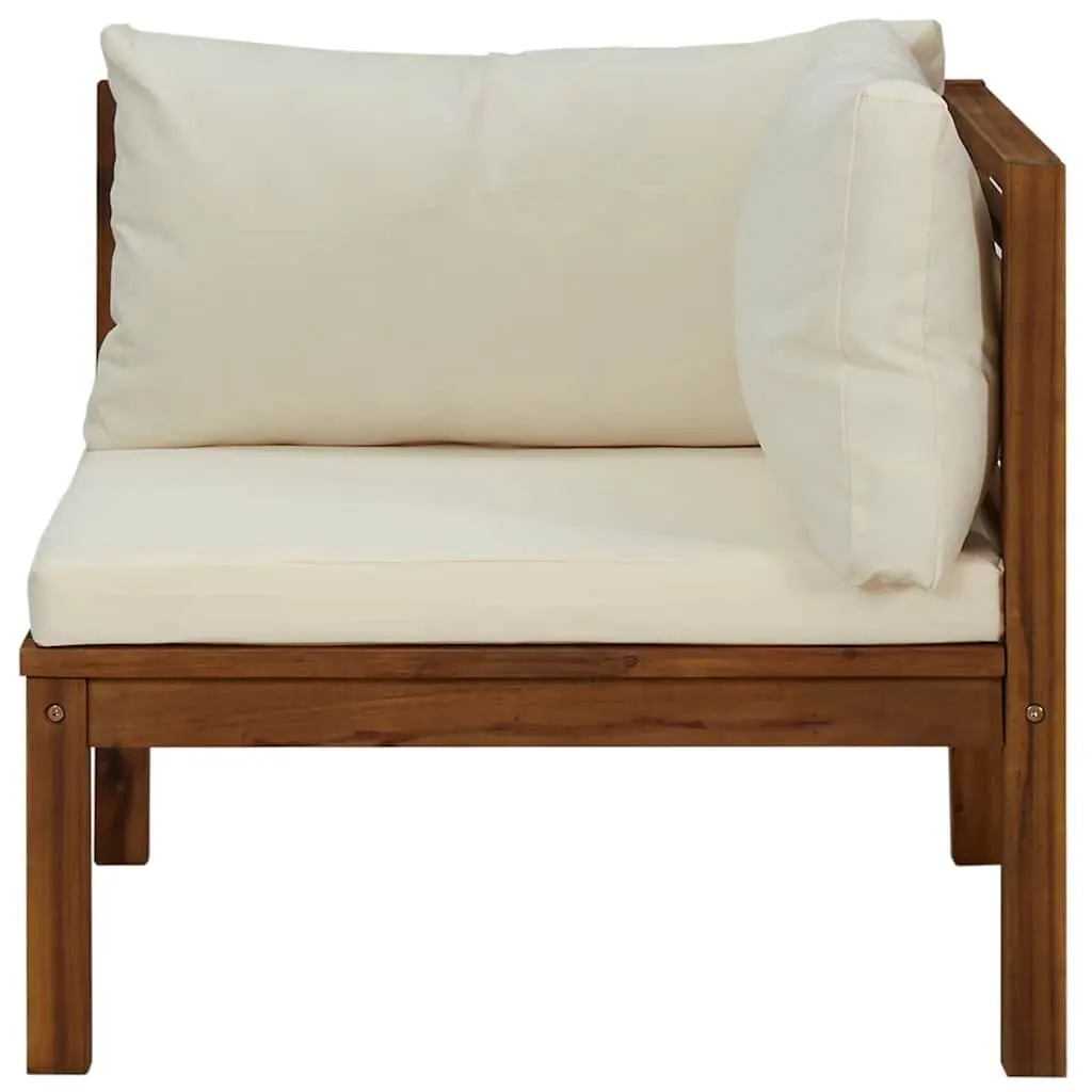 Outdoor Corner Sectional Sofa Garden Lounge Seating Solid Acacia Wood White