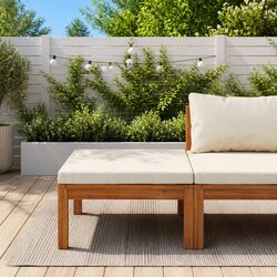 Outdoor Footrest with Cushion Solid Acacia Wood Garden Lounge Seating Modular