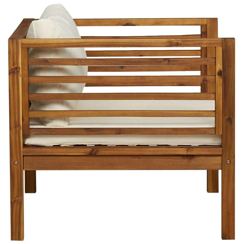 Garden Chair Outdoor Seating Solid Acacia Wood Cream White Cushions