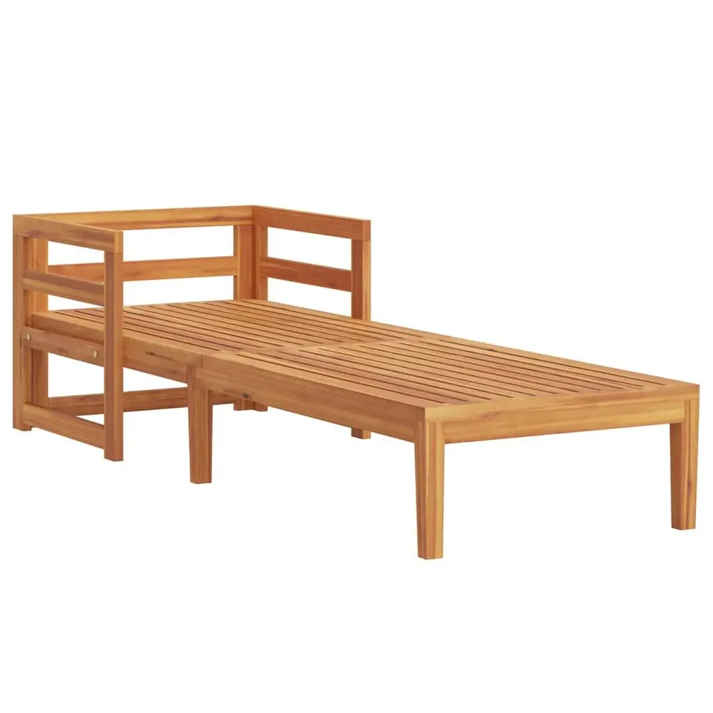 Outdoor Sun Lounger Garden Sunbed Solid Acacia Wood Cream White Cushions