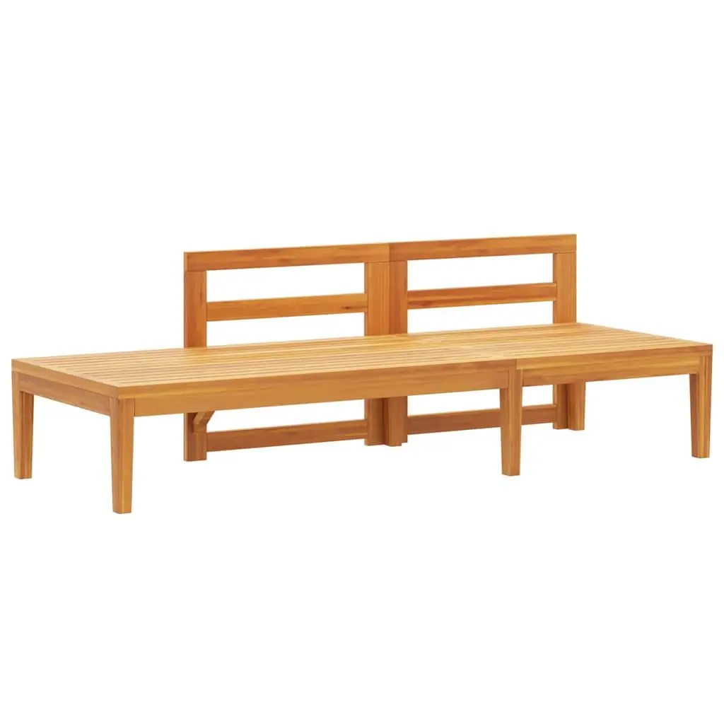 Garden Bench with Attached Table Cream White Cushions Solid Acacia Wood Outdoor
