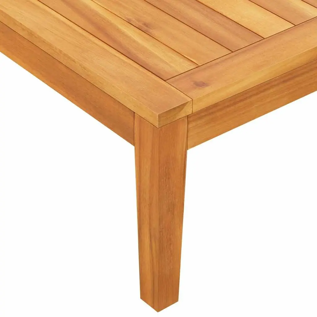 Garden Bench with Attached Table Cream White Cushions Solid Acacia Wood Outdoor