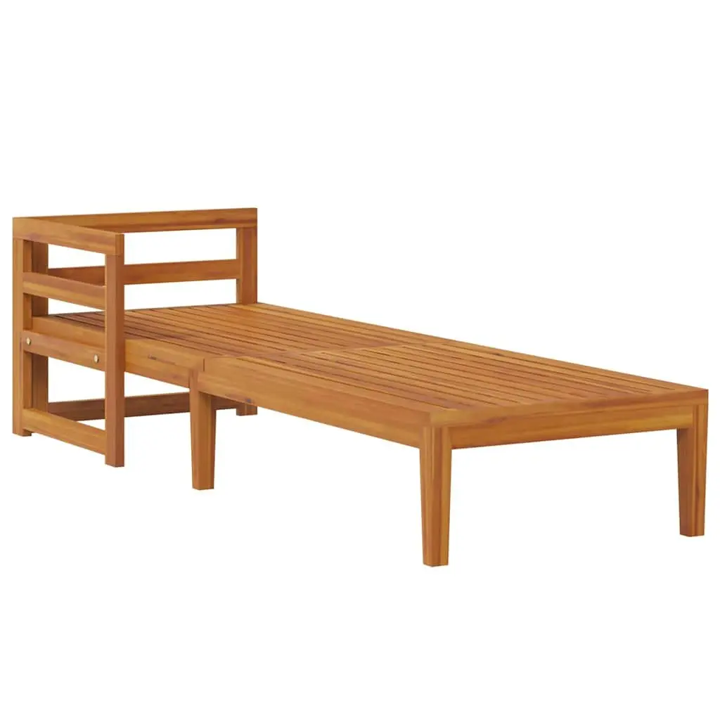 Wooden Outdoor Sun Lounger Garden Sunbed Grey Solid Acacia