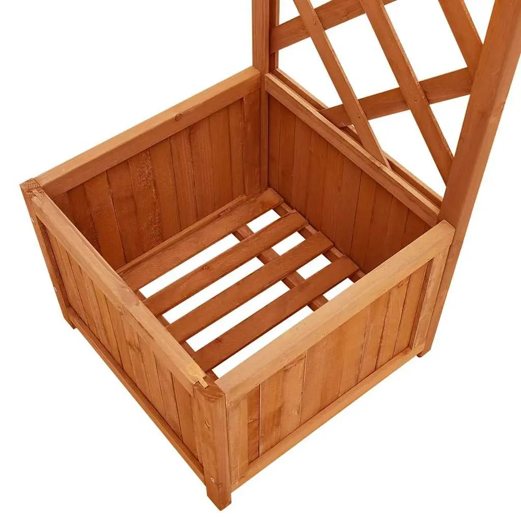 Wooden Garden Pergola Outdoor Decorative Structure with Planter Boxes Brown