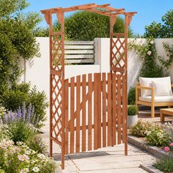 Sturdy Wooden Pergola with Gate for Your Garden