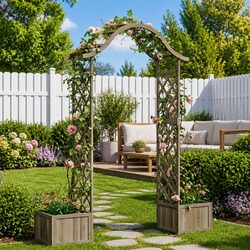 Reliable Grey Firwood Pergola with Planters for Gardens