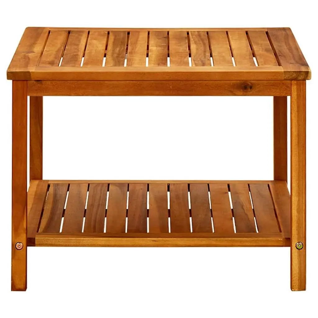 Coffee Table Slatted Top Storage Shelf 60x60x45 cm Solid Acacia Wood Brown