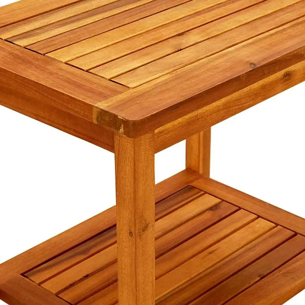 Acacia Wood Coffee Table Brown Slatted Top Storage Shelf Living Room Furniture