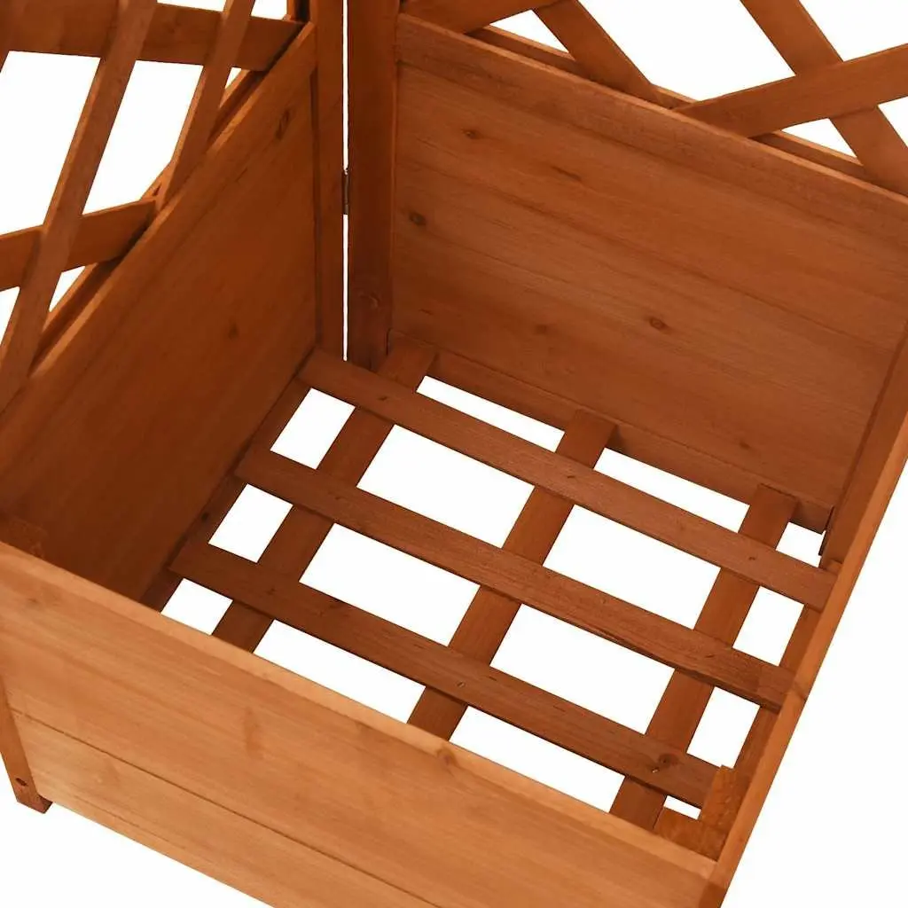 Corner Trellis Planter Climbing Plants 40x40x150 cm Brown Fir Wood Garden Flower Box