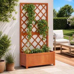 Quality Wooden Garden Planter with Trellis Support