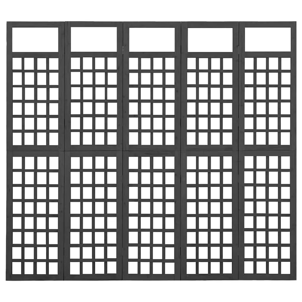 5-Panel Room Divider Trellis Plant Support 2015 x 180 cm Black