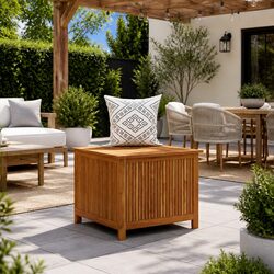 Garden Storage Box 75x75x58cm Solid Wood Outdoor Cushion Pillow Container Brown