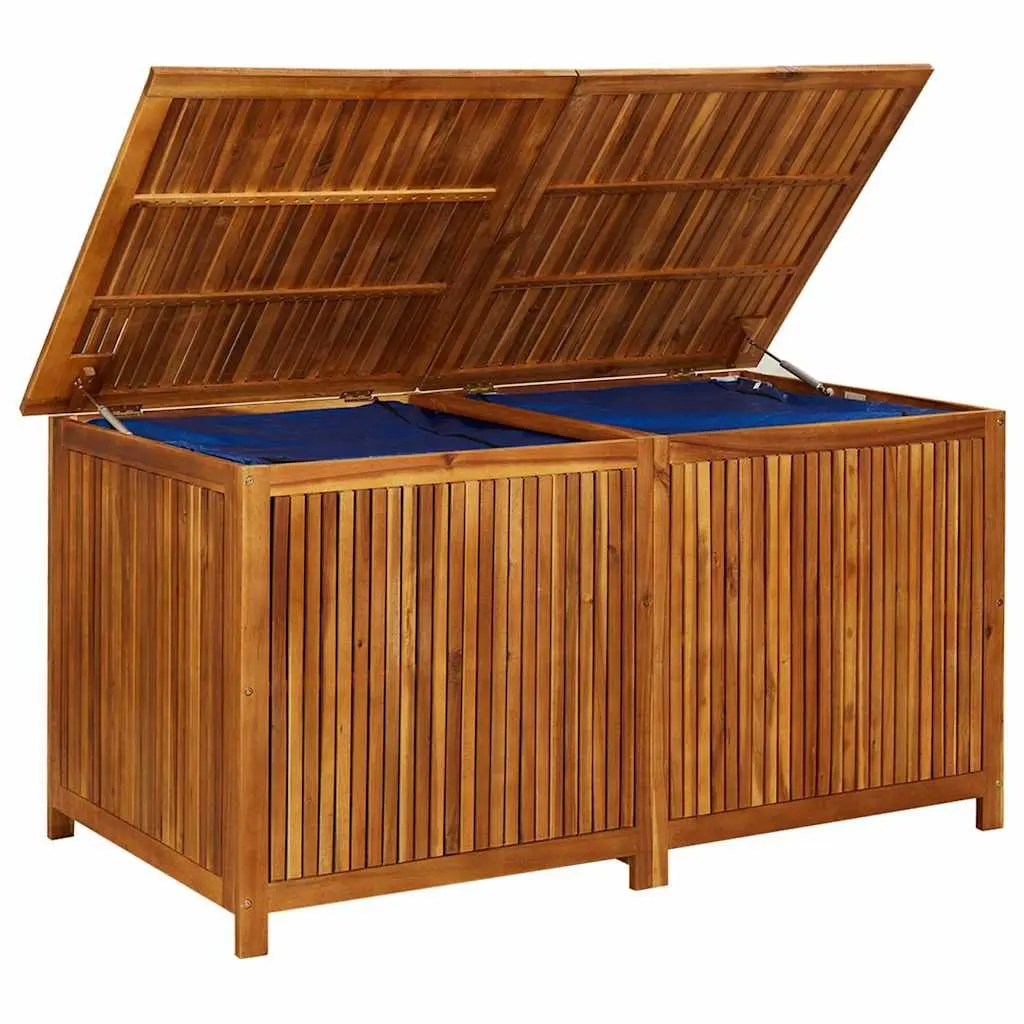 Outdoor Storage Box Acacia Wood 150x80x75 cm Brown Water-Resistant Bag
