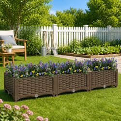 Comforting Raised Garden Bed Planter 120x40x23cm Brown