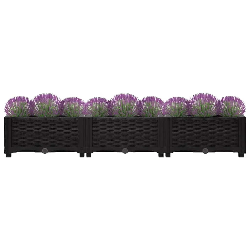 Raised Garden Bed Planter Outdoor Black Polypropylene 120 x 40 x 23 cm