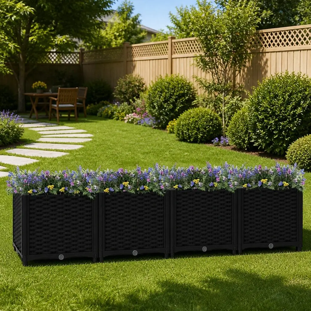 Raised Garden Bed Planter Box Outdoor Polypropylene 160 x 40 x 38 cm Black