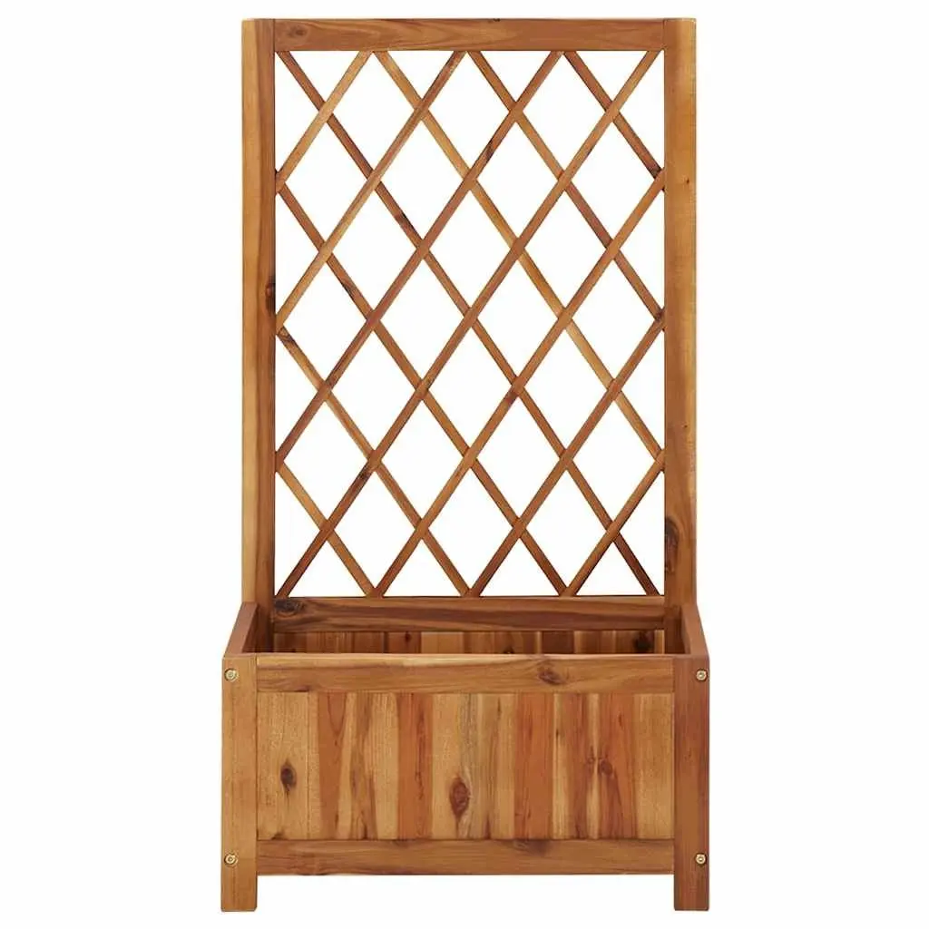 Garden Raised Bed Planter Box with Trellis Solid Acacia Wood Outdoor Brown