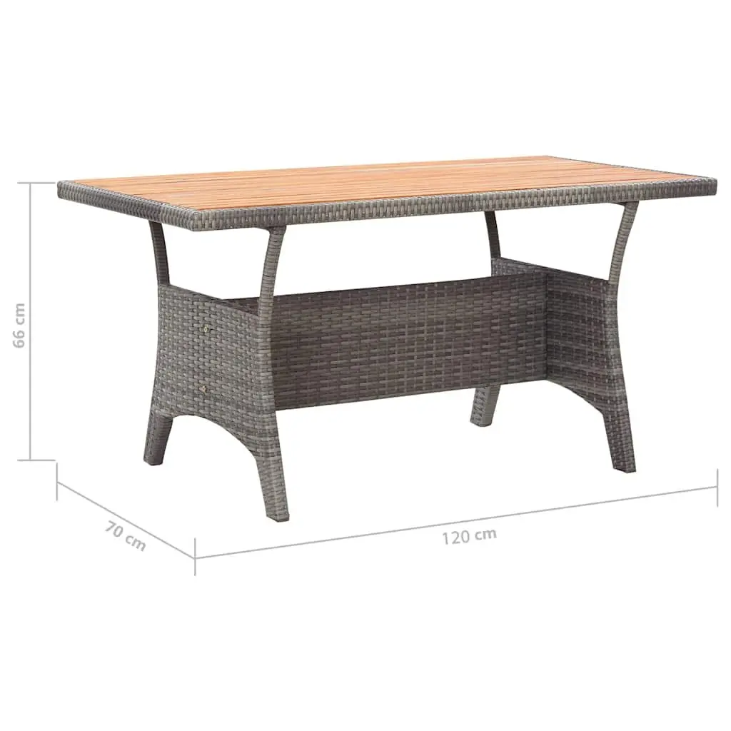 Garden Dining Table 120x70x66cm Grey Outdoor Patio Furniture Acacia Wood Frame