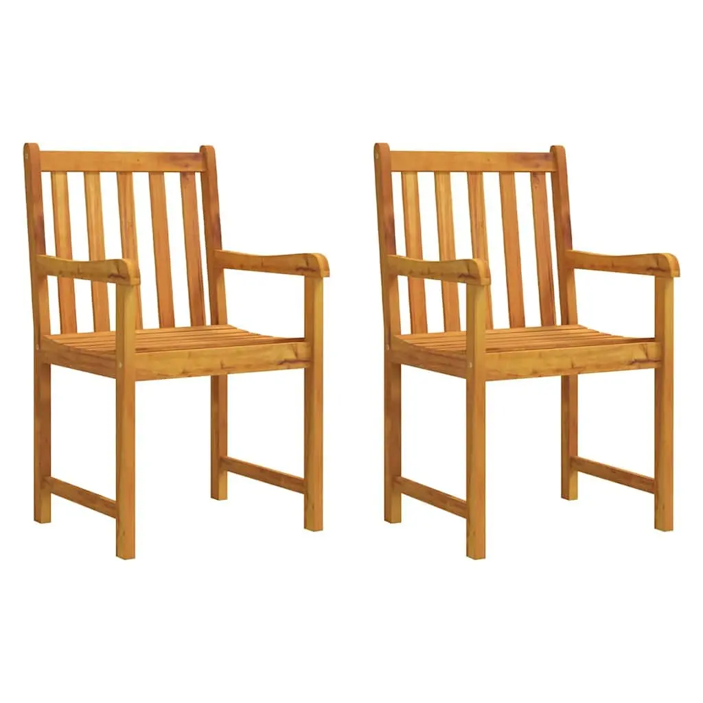 Outdoor Chairs Garden Seating Armchairs 2 Piece Solid Wood Brown