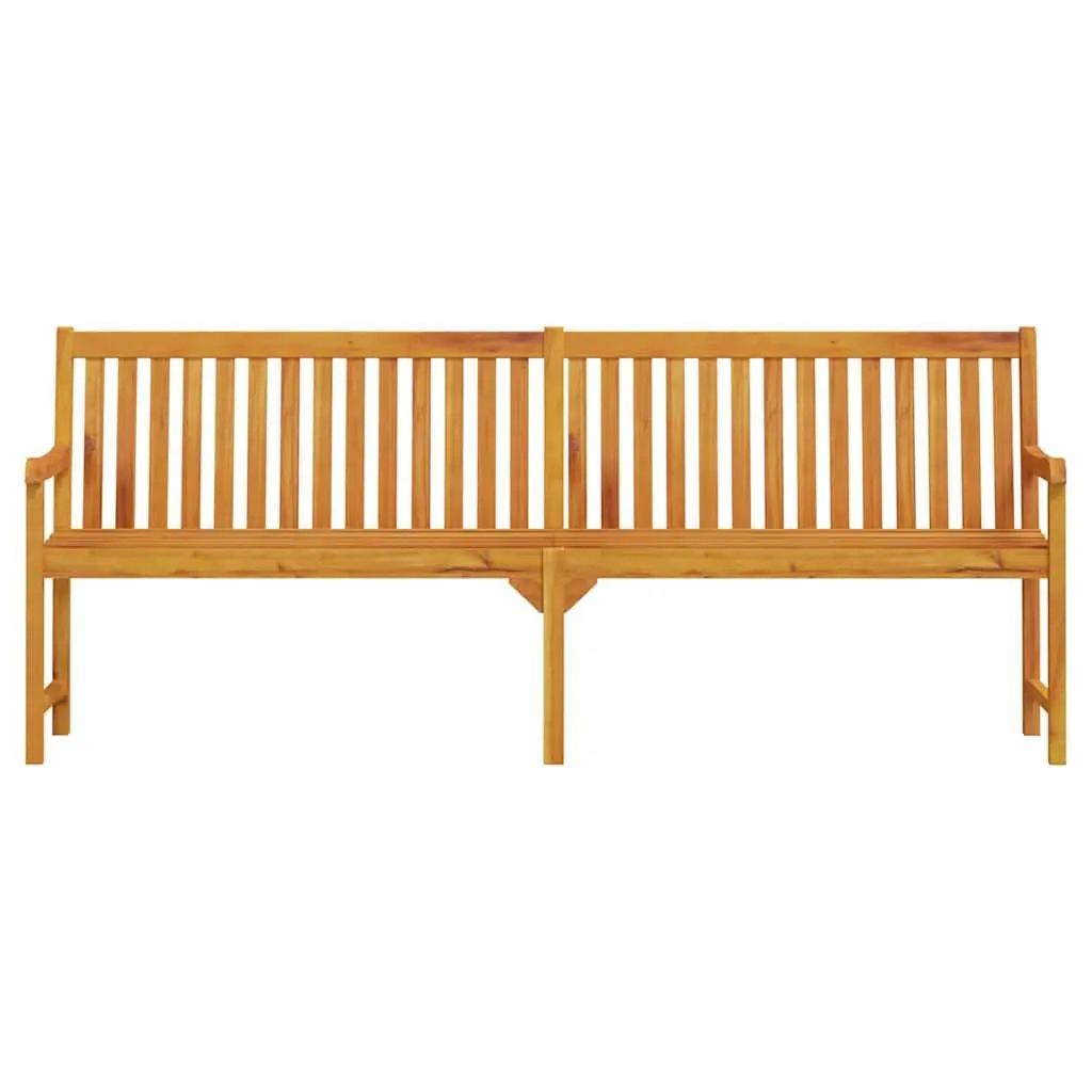 Outdoor Garden Bench Solid Acacia Wood 219cm Brown Seating with Backrest and Armrests