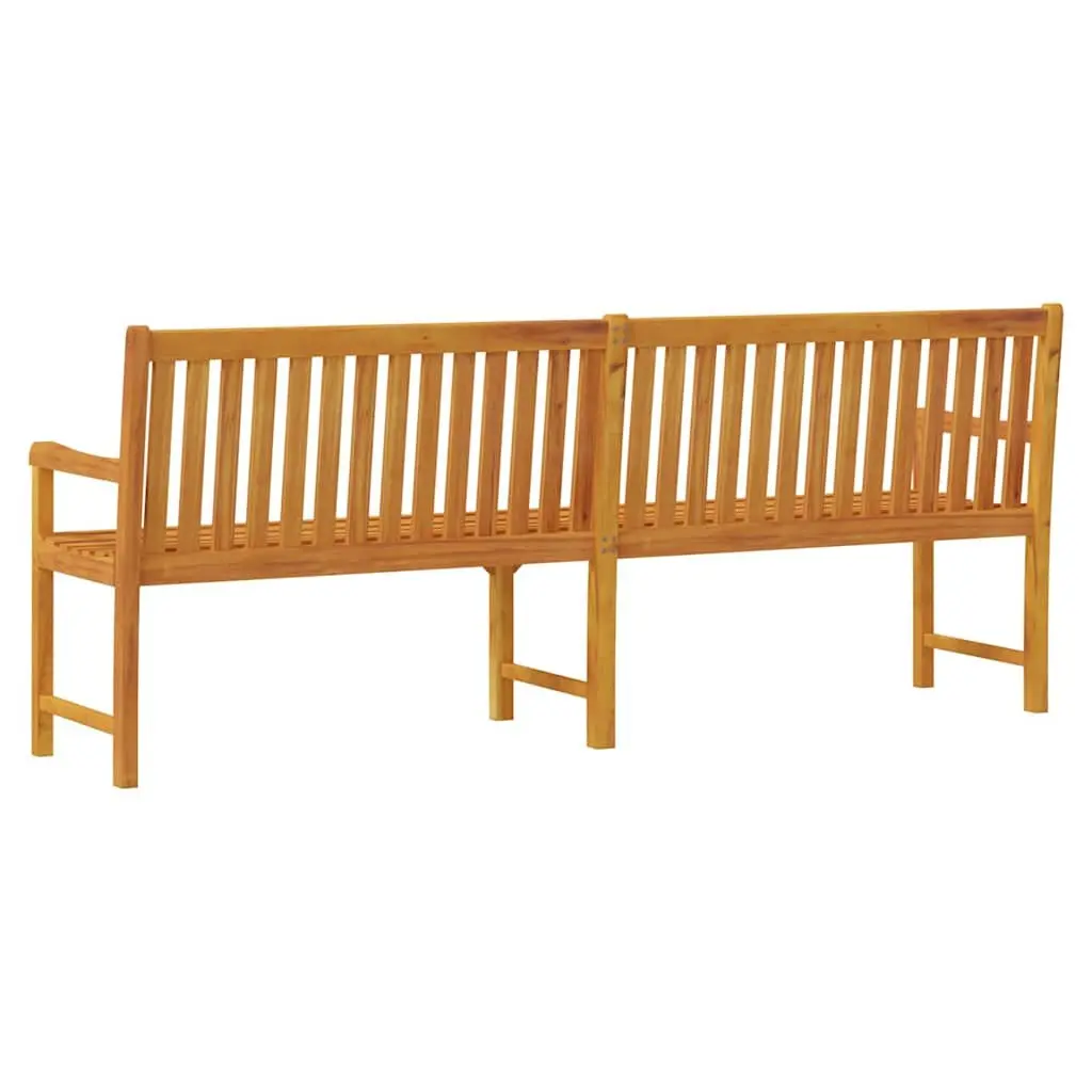 Outdoor Garden Bench Solid Acacia Wood 219cm Brown Seating with Backrest and Armrests